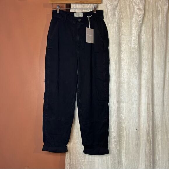Everlane The TENCEL™ Relaxed Chino Pants Tapered Soft Slouchy Black NWT Size 0 - Picture 2 of 8